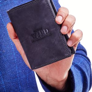 Wholesale Black Leather Wallet with Embossing and Hemping