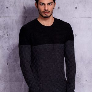 Wholesale Dark gray men's sweater with braided module