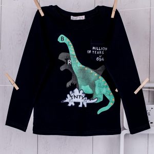 Wholesale Navy blue children's blouse with dinosaurs