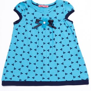 Wholesale Blue children's dress with all over print