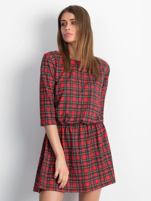 Wholesale Red Checkered Dress