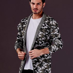 Wholesale Green men's sweater with camo pattern