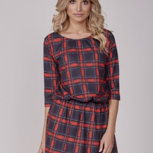 Wholesale Black checkered dress with elastic waistband