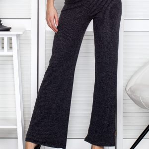 Wholesale Dark Grey Wide Striped Pants