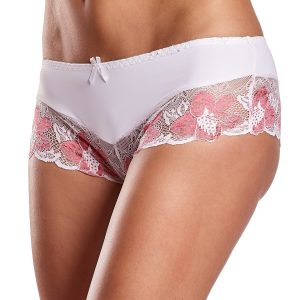 Wholesale Women's briefs with floral lace white and coral