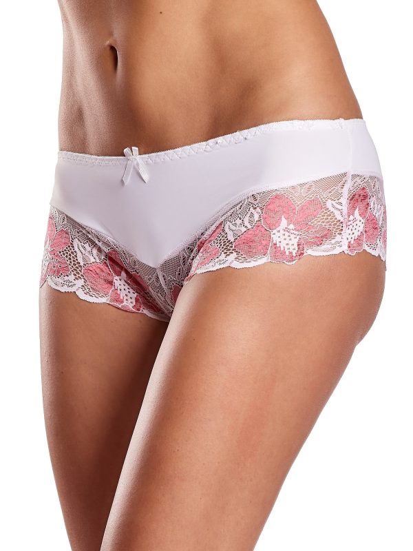 Wholesale Women's briefs with floral lace white and coral