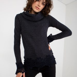 Wholesale Navy blue women's sweater with flowing neckline