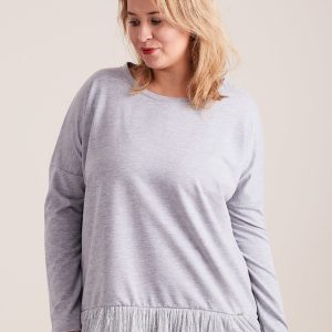 Wholesale Gray blouse with frill plus size