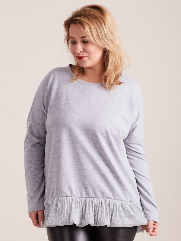 Wholesale Gray blouse with frill plus size