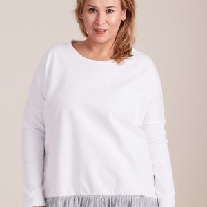 Wholesale White blouse with frill PLUS SIZE