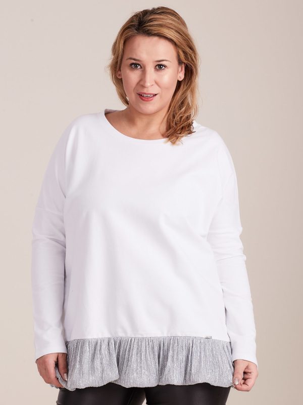 Wholesale White blouse with frill PLUS SIZE