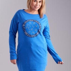 Wholesale Women's blue dress with plus size applique