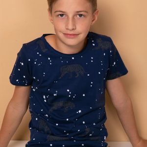 Wholesale Navy blue t-shirt for boy in tigers