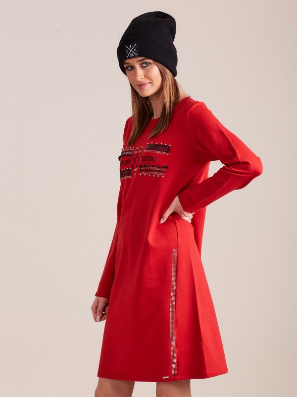 Wholesale Red tracksuit dress with applique