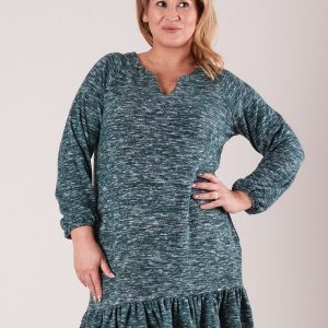 Wholesale Plus Size Green Ruffle Dress