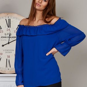 Wholesale Cobalt Spanish Chiffon Blouse