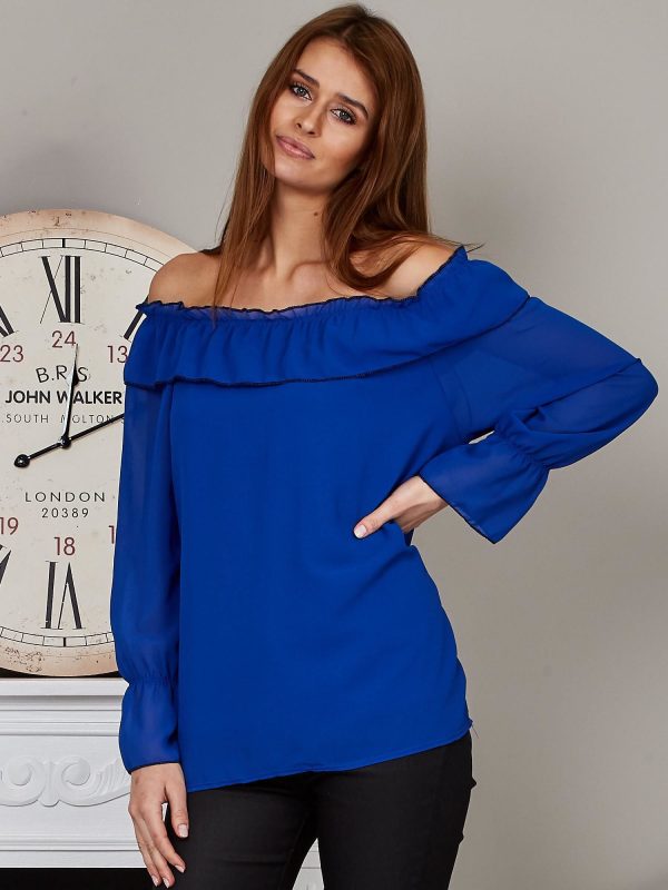 Wholesale Cobalt Spanish Chiffon Blouse