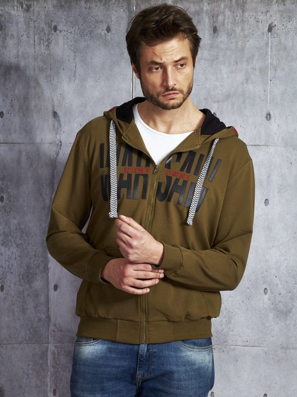 Wholesale Khaki sweatshirt for men with inscription and patch