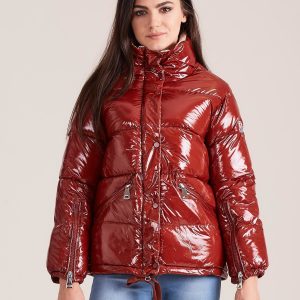 Wholesale Brown Shiny Quilted Jacket