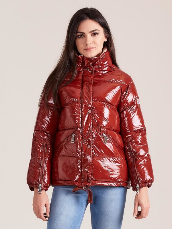 Wholesale Brown Shiny Quilted Jacket