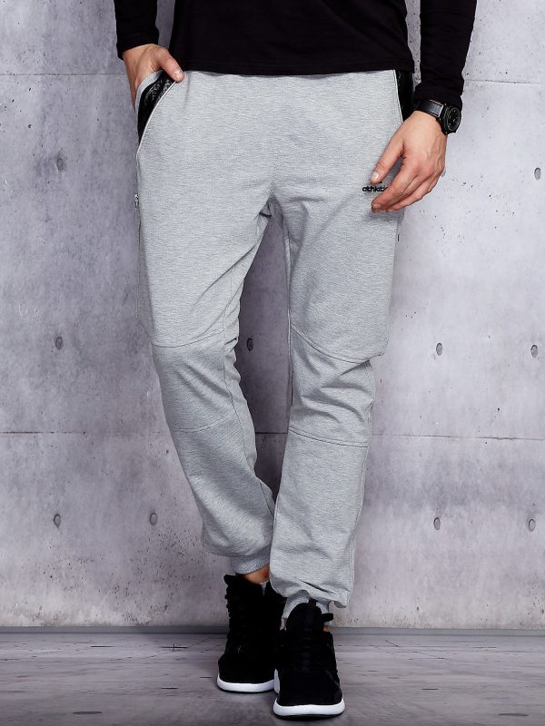 Wholesale Grey sweatpants for men with quilted inserts