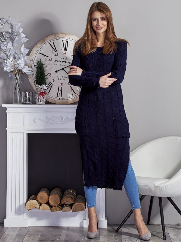 Wholesale Grey long sweater with slit