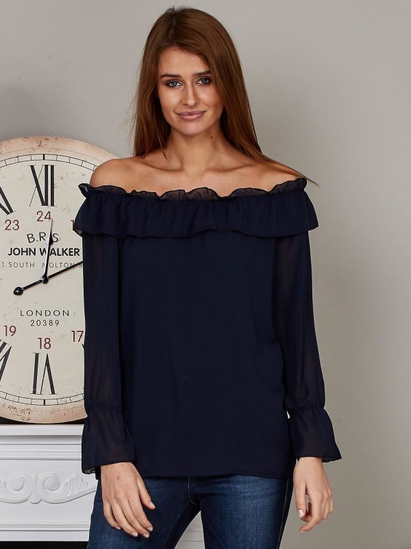 Wholesale Chiffon blouse spanish navy blue