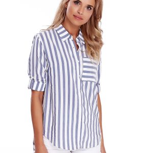 Wholesale White and blue striped shirt