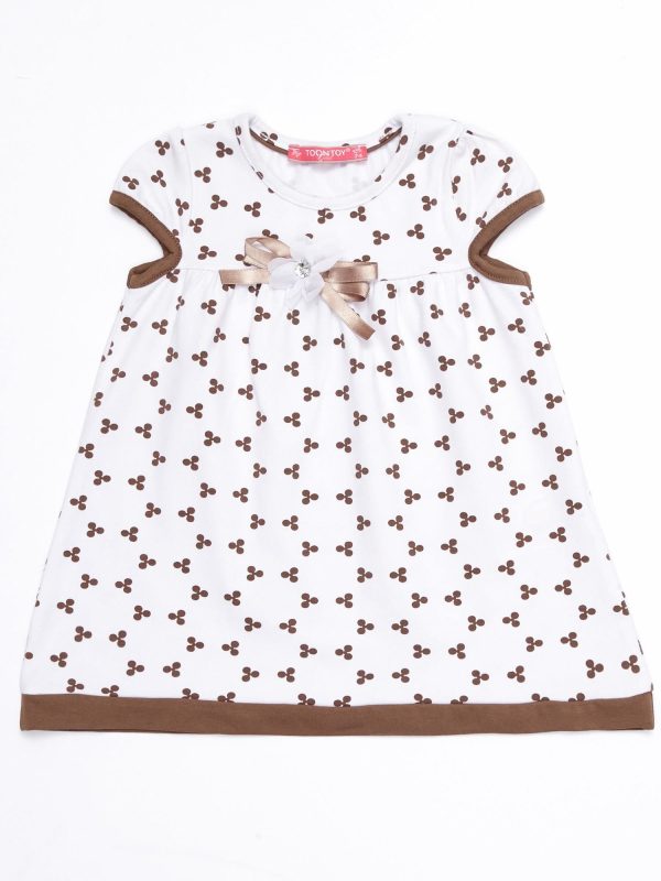 Wholesale White children's dress with all over print