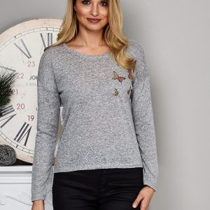 Wholesale Gray blouse with shirt back