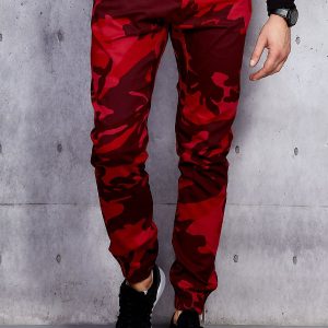 Wholesale Red Camo Pattern Men's Jogger Pants