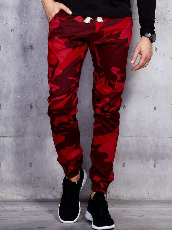 Wholesale Red Camo Pattern Men's Jogger Pants