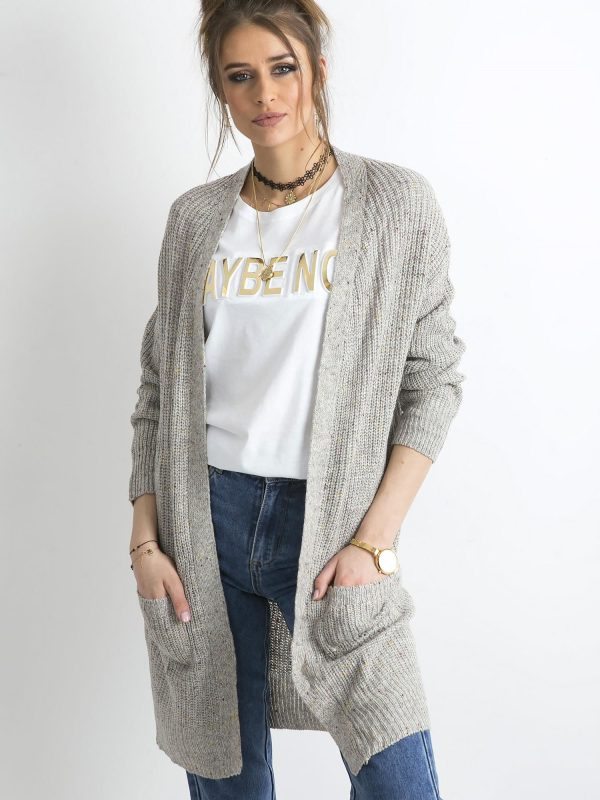 Wholesale Gray Long Knitted Sweater