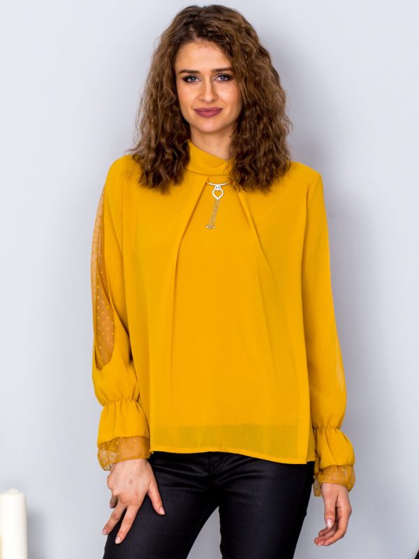 Wholesale Yellow blouse with necklace