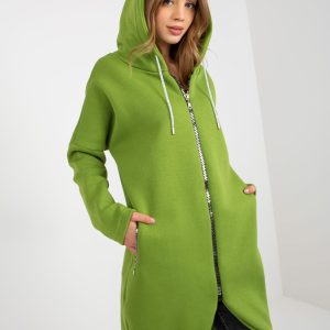 Wholesale Light Green Long Basic Hooded Sweatshirt Tabby