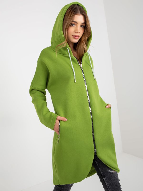 Wholesale Light Green Long Basic Hooded Sweatshirt Tabby