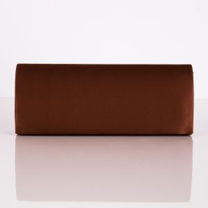 Wholesale Satin smooth clutch bag with mirror brown