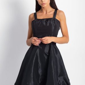 Wholesale Black satin dress with bow