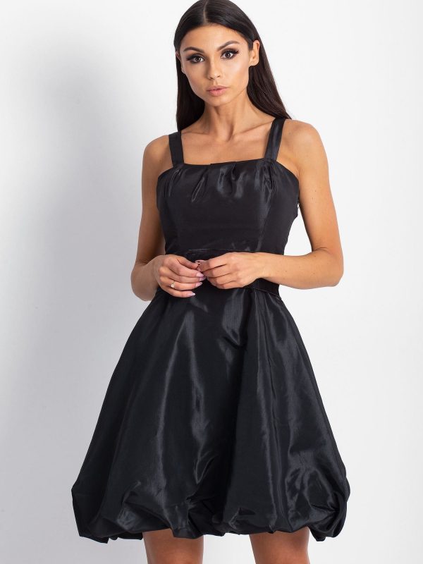 Wholesale Black satin dress with bow