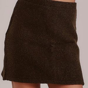 Wholesale Khaki trapezoidal bouclé skirt