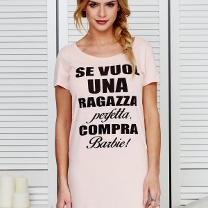 Wholesale Cotton dress with inscriptions peach