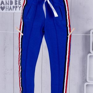 Wholesale Blue sweatpants for girl with ribbon