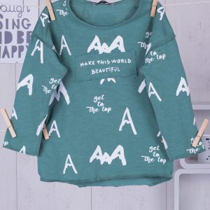 Wholesale Green children's blouse with letters