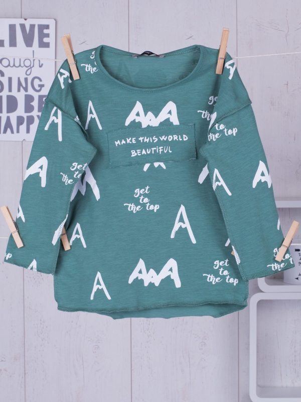 Wholesale Green children's blouse with letters