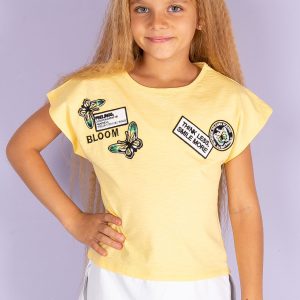 Wholesale Yellow t-shirt for girl with stripes