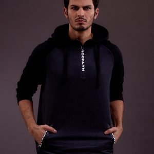 Wholesale Dark grey sweatshirt for men with text zippers