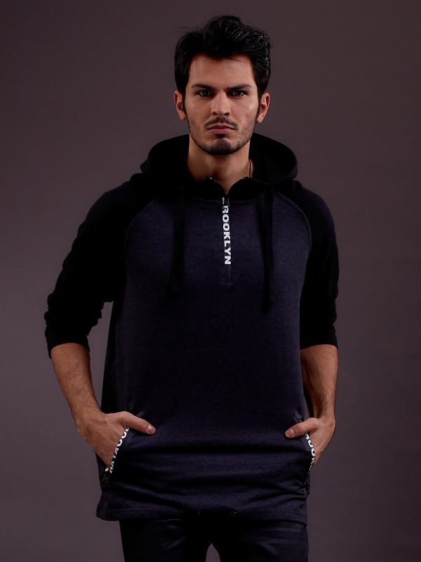 Wholesale Dark grey sweatshirt for men with text zippers