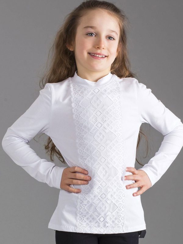 Wholesale White elegant blouse with lace for girl