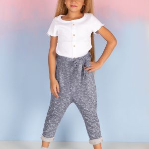 Wholesale Blue sweatpants for girl with binding