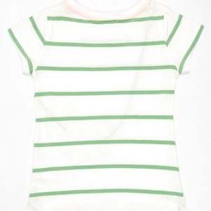 Wholesale White T-shirt for girl in green stripes with cat